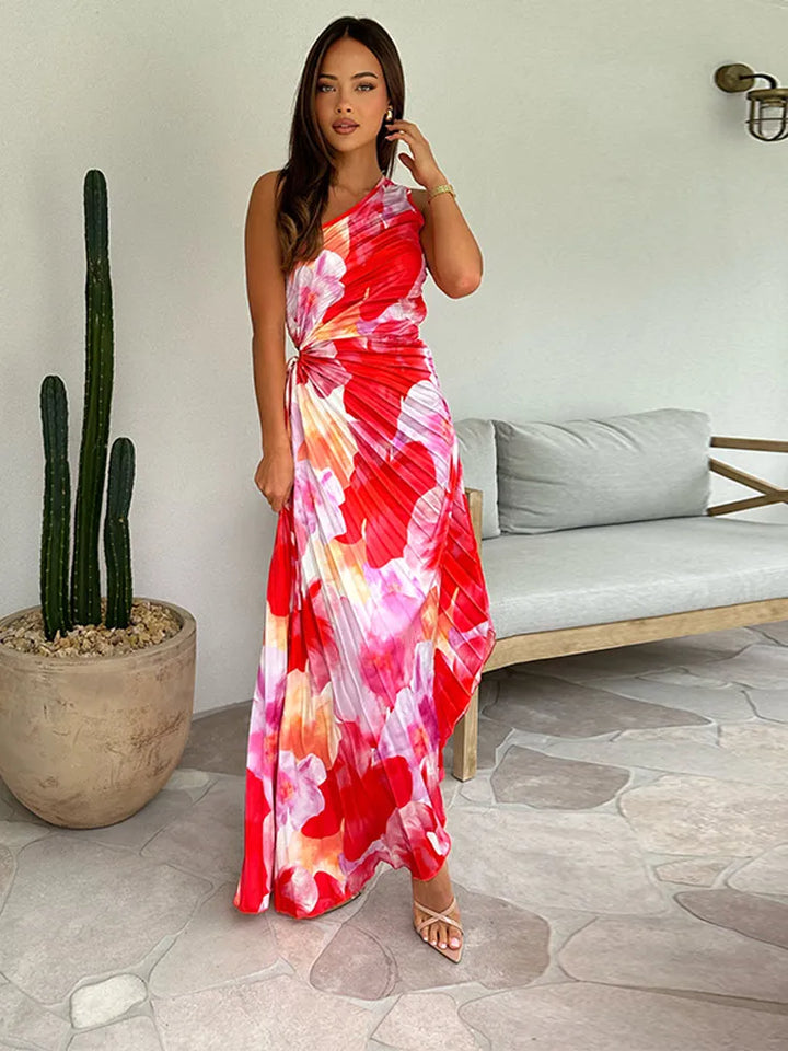 Katie – Pleated One-Shoulder Summer Dress