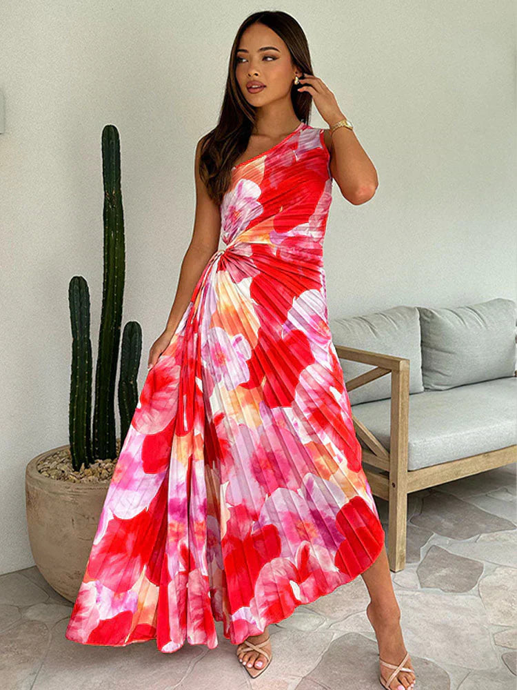 Katie – Pleated One-Shoulder Summer Dress