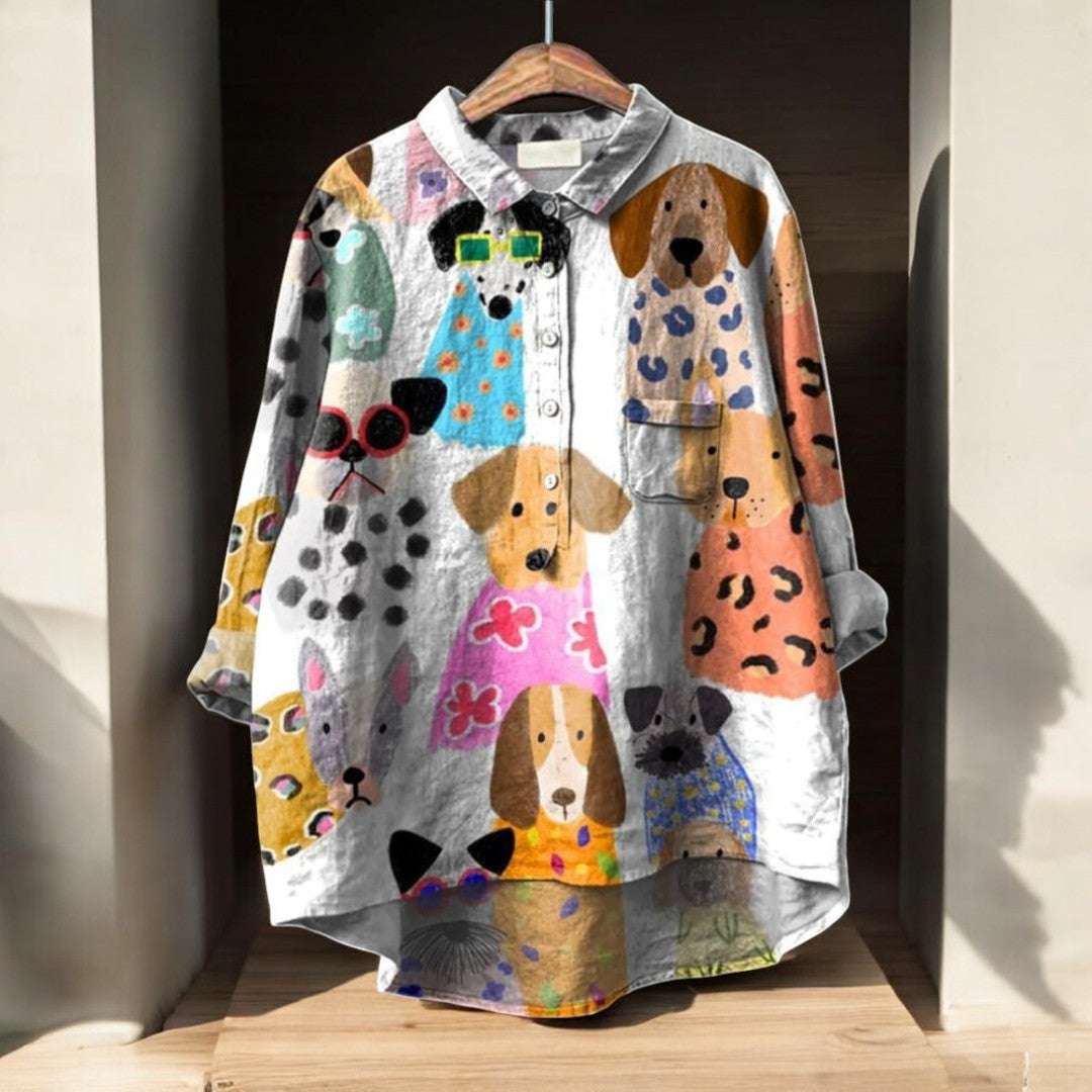 Laluna® | Exclusive Women's Dog Print Blouse