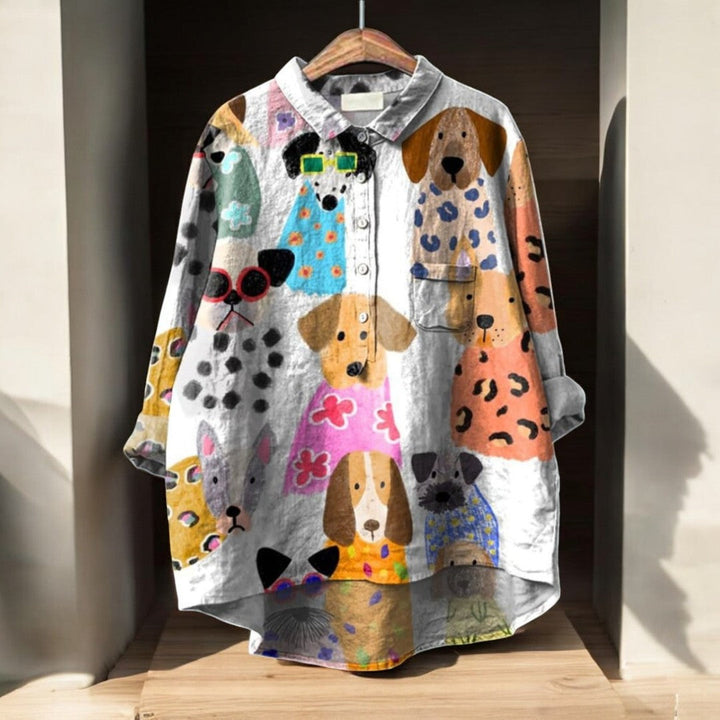 Laluna® | Exclusive Women's Dog Print Blouse